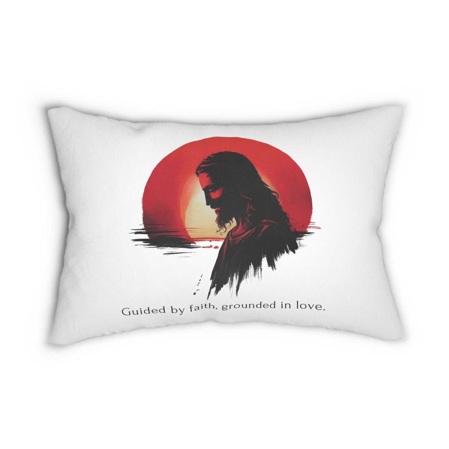 Jesus, Guided by faith, grounded in love.  Pillow