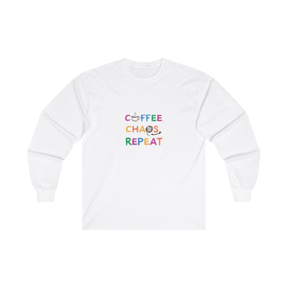 Coffee, Chaos, Repeat Adult Long Sleeve T-shirt