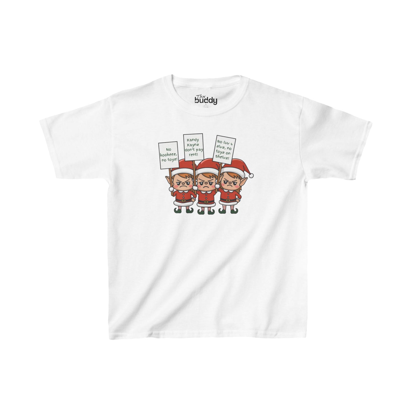 Christmas Elves On Strike Kids/Teen T-shirt