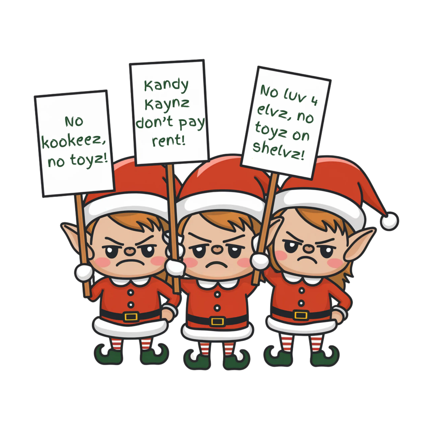 Christmas Elves On Strike Kids/Teen T-shirt