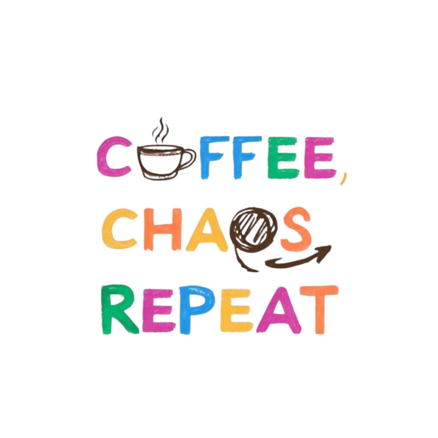 Coffee, Chaos, Repeat Adult Long Sleeve T-shirt