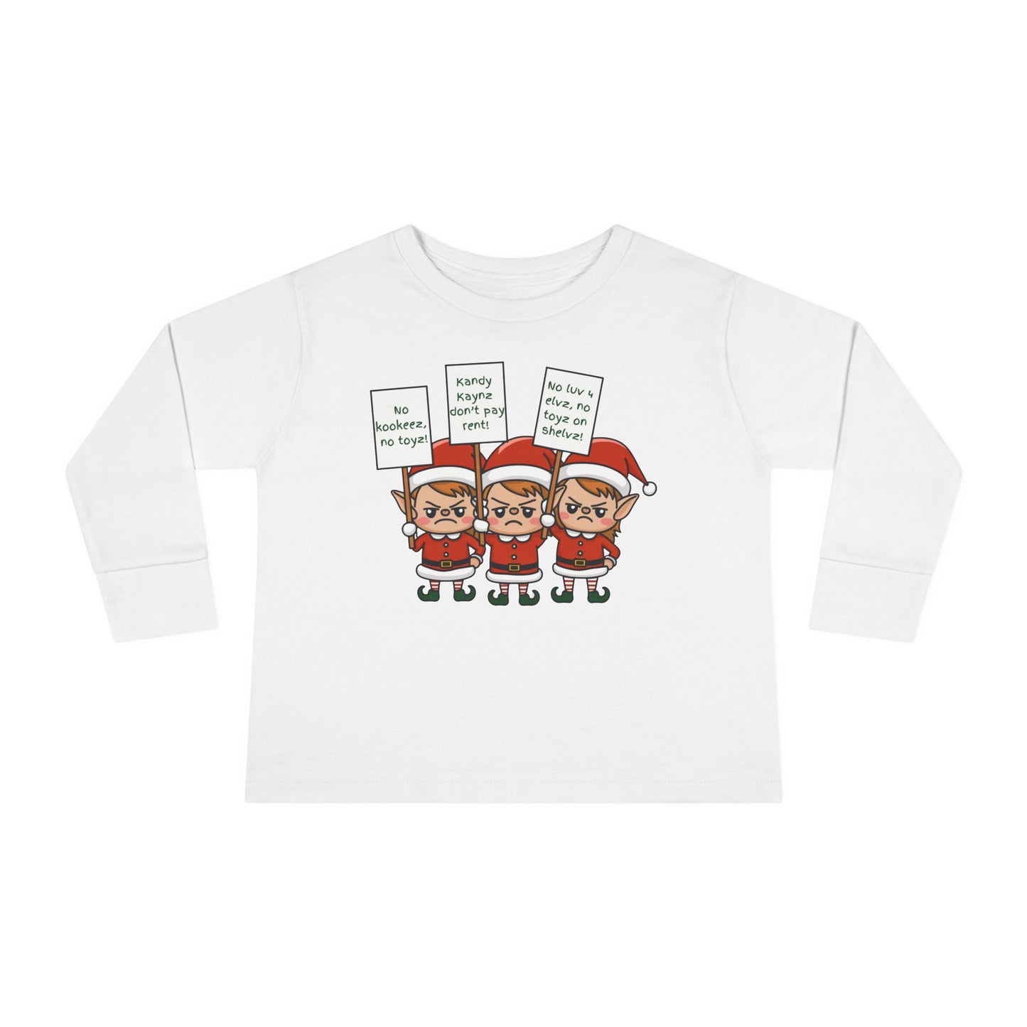 Christmas Elves On Strike Toddler Long Sleeve T-shirt