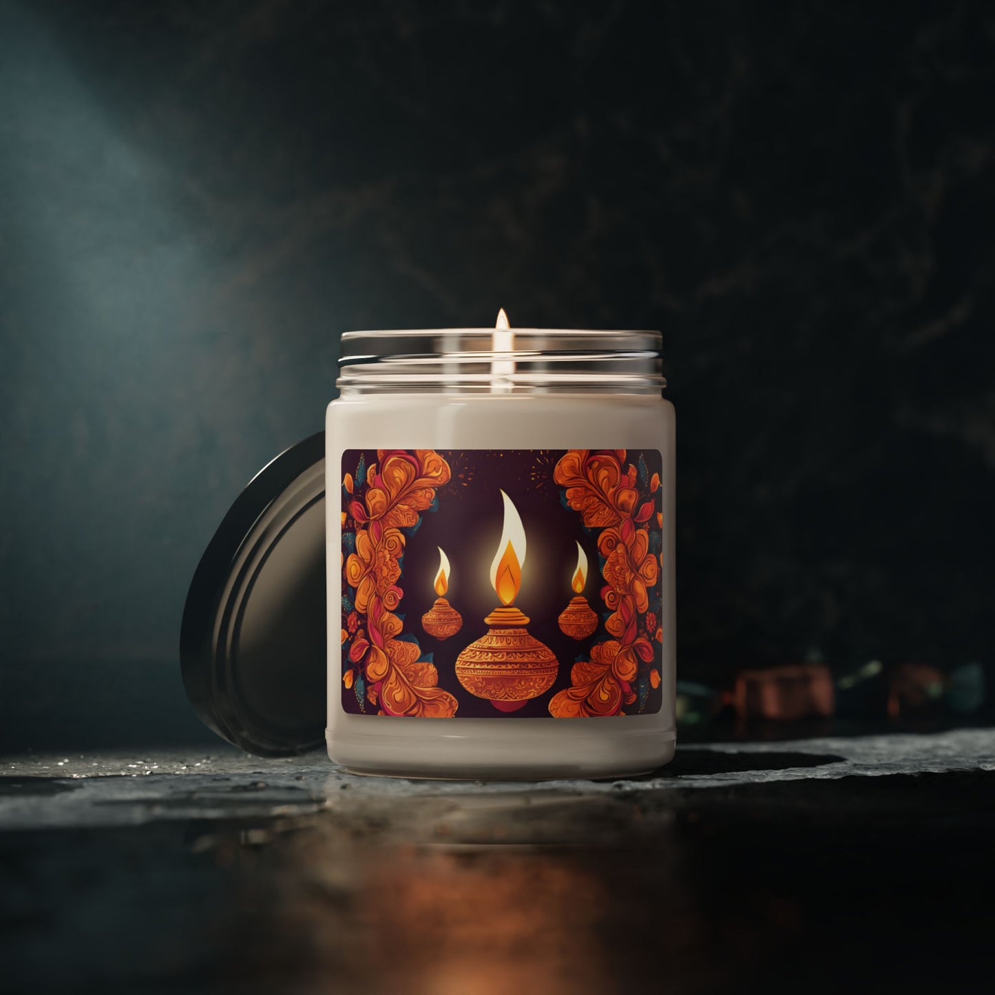 Diwali Lamps Mosaic Candle 2